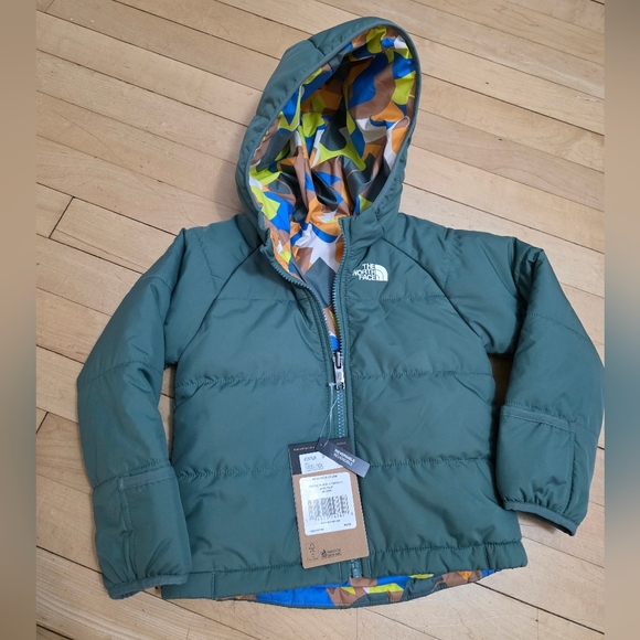 The North Face Olive Jacket with Vibrant Lining